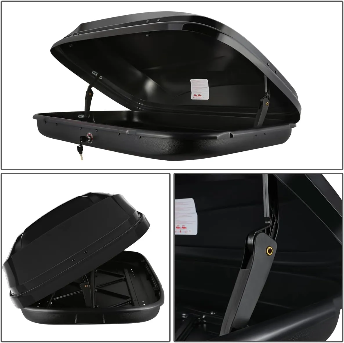 DNA MOTORING Rooftop Cargo Box Carrier Lockable Heavy Duty Car Top Storage Case, Capacity 110 Lbs, 53" L x 34" W x 15" H, 11 17 Cubic Ft.(Glossy Black), PT-ZTL-8166-GSBK