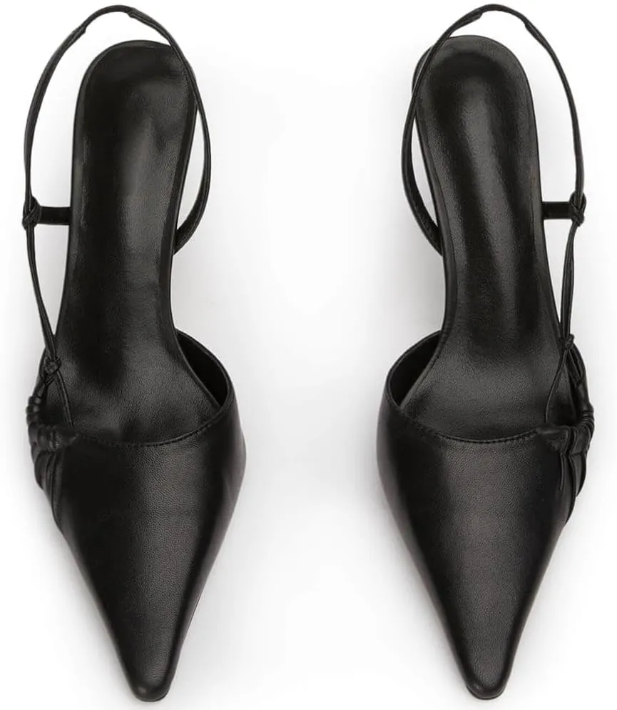 DOEYG Pointed Toe Slingback Heels for Women Sexy Buckle Strap Slingback Pumps Stiletto Heels Wedding Party Dress Backless Heeled Pumps