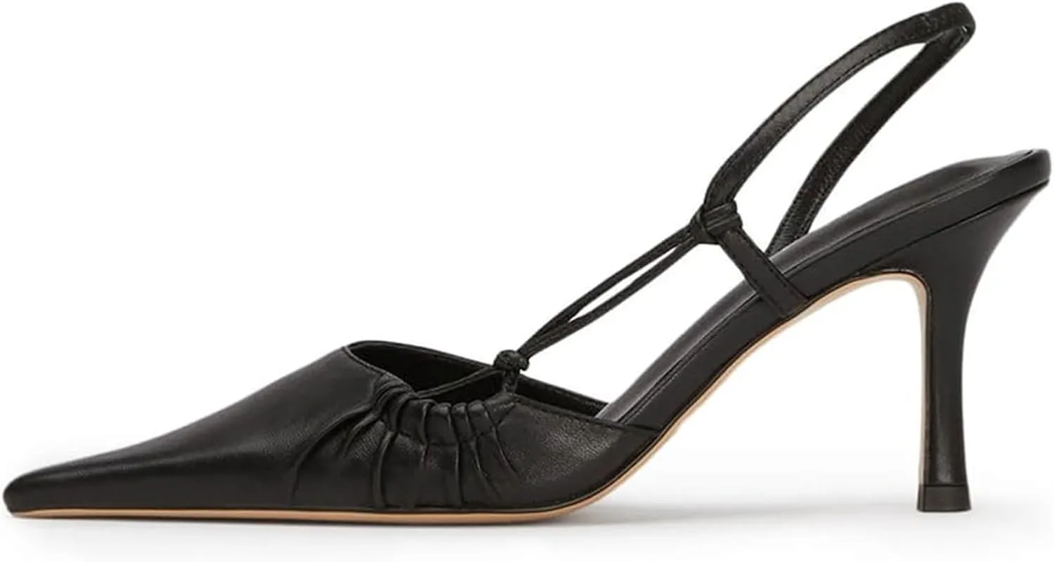 DOEYG Pointed Toe Slingback Heels for Women Sexy Buckle Strap Slingback Pumps Stiletto Heels Wedding Party Dress Backless Heeled Pumps