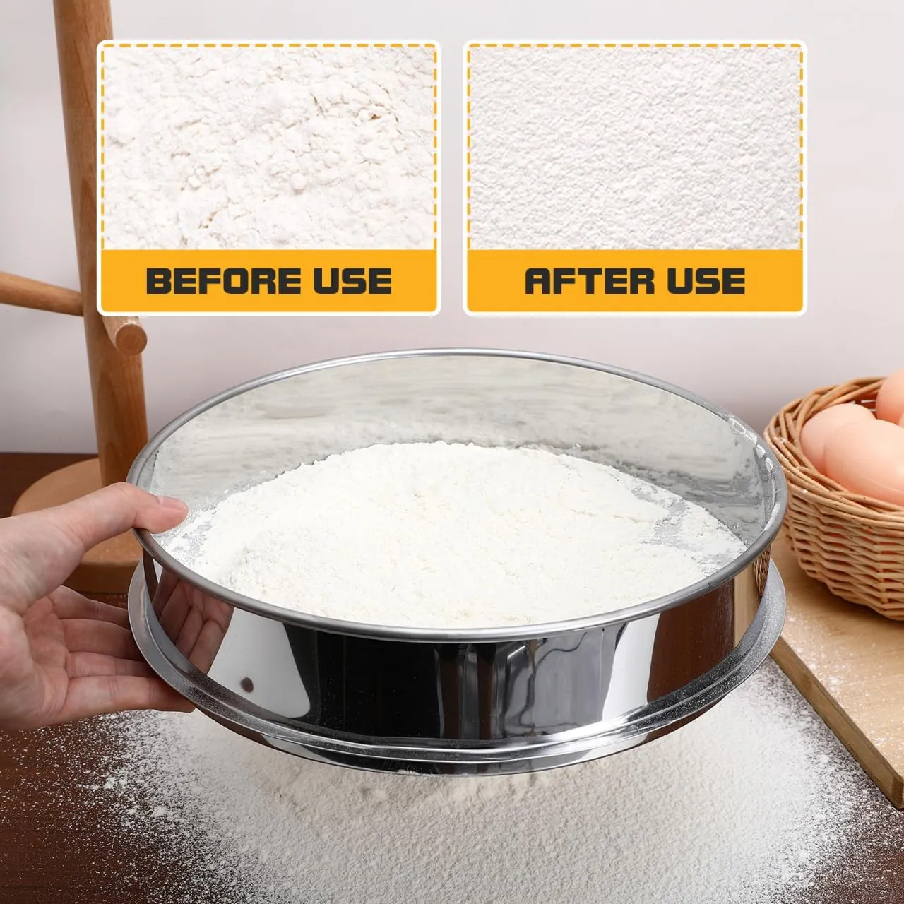 DOITOOL Stainless Steel Pollen Sifter Extractor - Stackable Fine Mesh Strainer for Flour, Coffee, Resin, Silica Sand - (25cm Diameter)