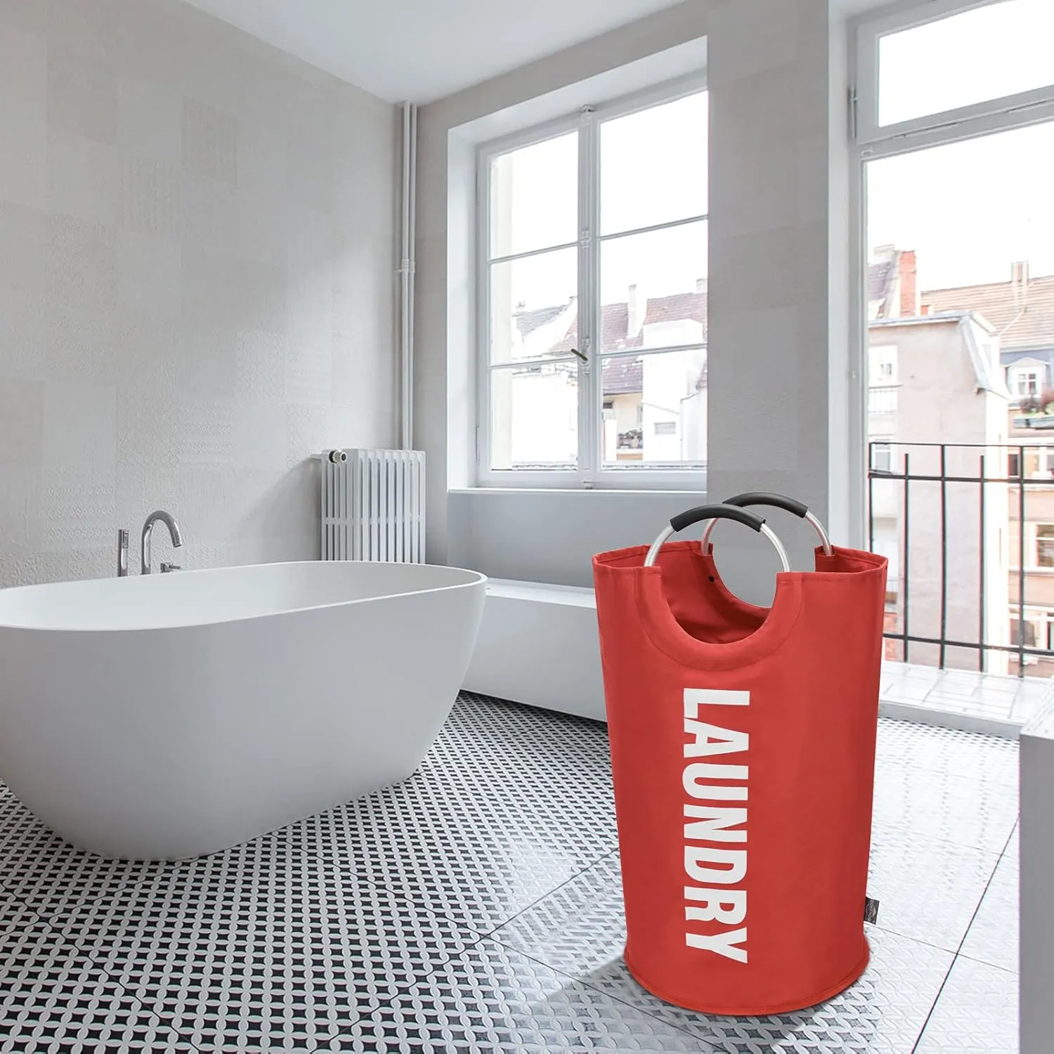 DOKEHOM 125L X-Large Collapsible Washing Laundry Basket Bag (7 Colors) for Bedroom, Fabric (Red, XL)