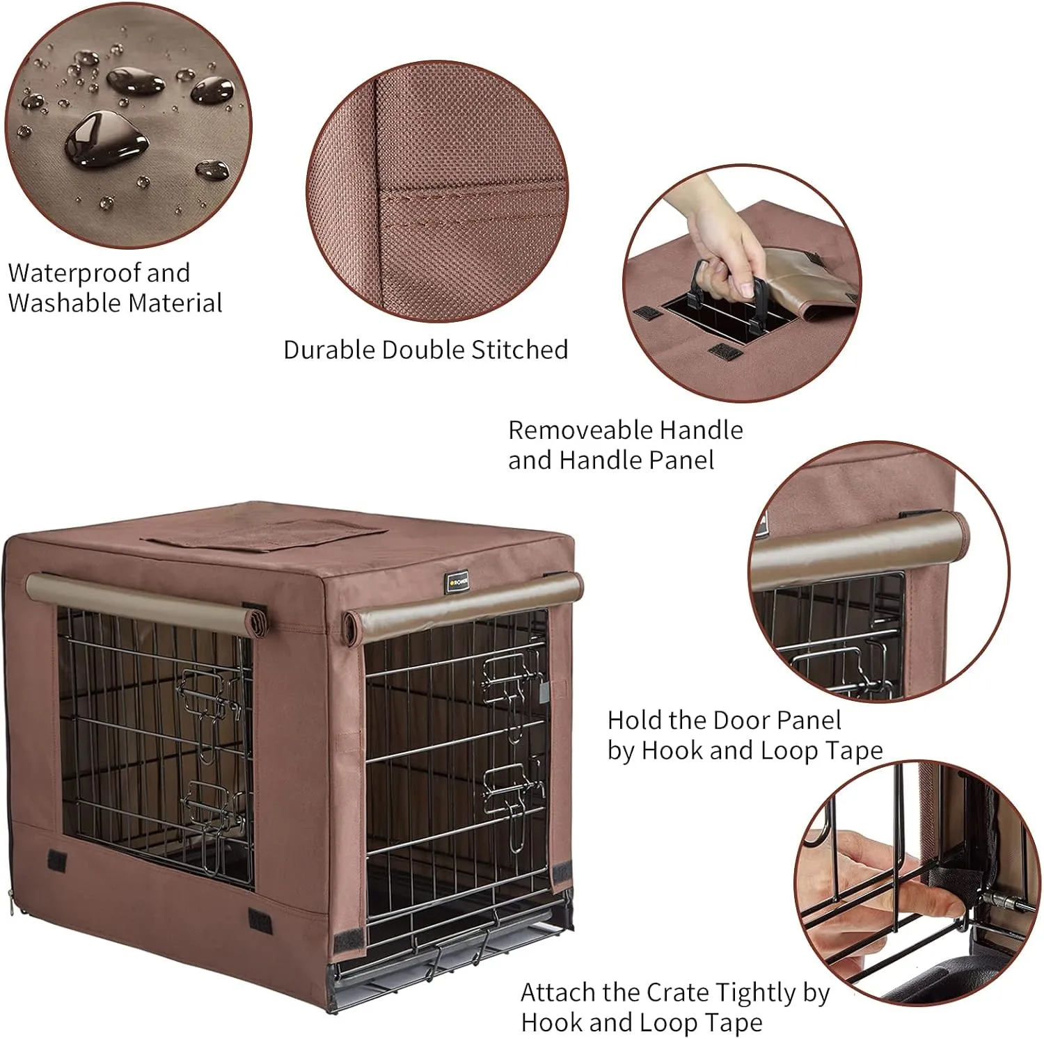 DONORO Dog Crates for Small Size Dogs Indoor, Double Door Dog Kennels & Houses for Puppy and Cats with Dog Crate Cover, Collapsible Metal Contour Dog Cages