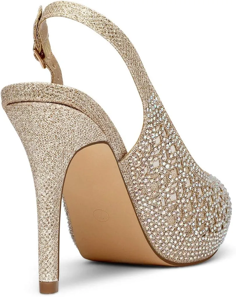 DREAM PAIRS Women's High Heels Platform Dress Rhinestones Peep Toe Pumps Shoes
