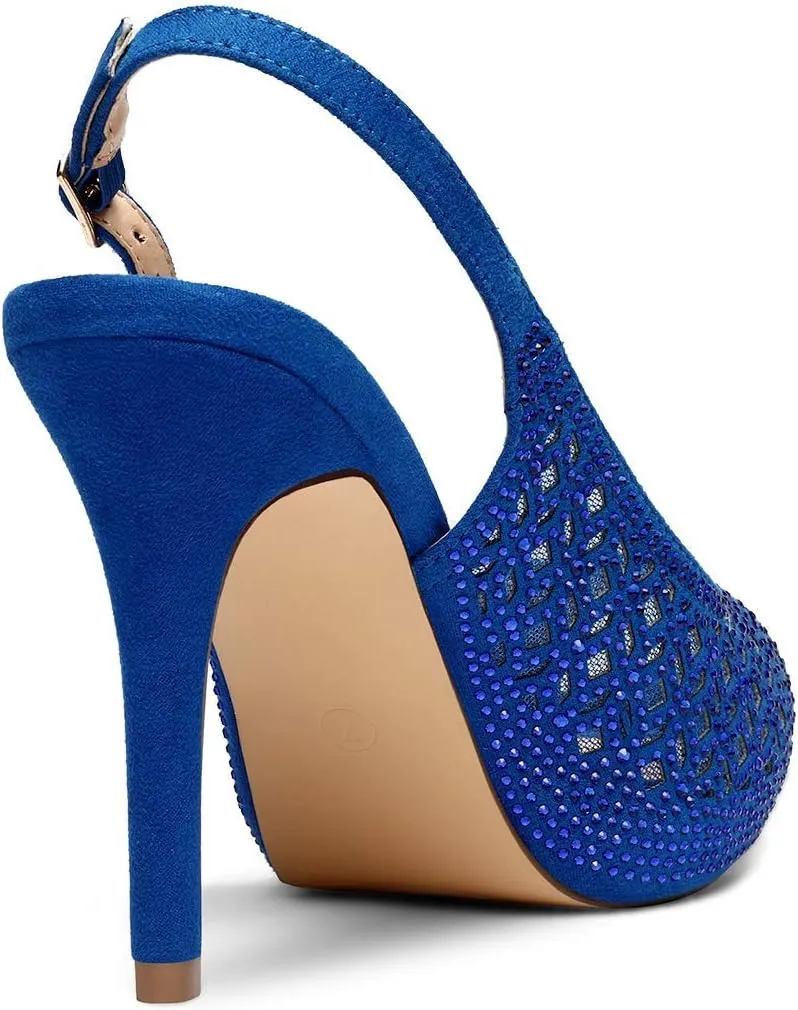 DREAM PAIRS Women's High Heels Platform Dress Rhinestones Peep Toe Pumps Shoes