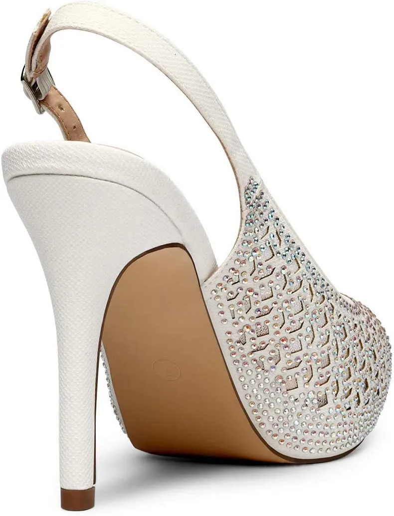 DREAM PAIRS Women's High Heels Platform Dress Rhinestones Peep Toe Pumps Shoes
