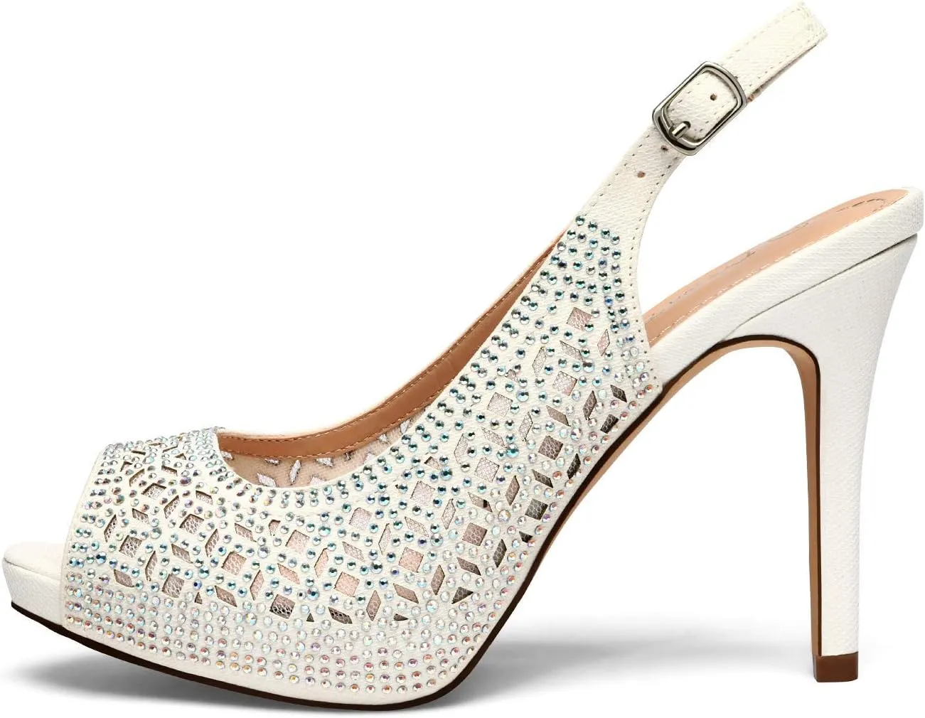 DREAM PAIRS Women's High Heels Platform Dress Rhinestones Peep Toe Pumps Shoes