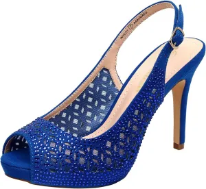DREAM PAIRS Women's High Heels Platform Dress Rhinestones Peep Toe Pumps Shoes