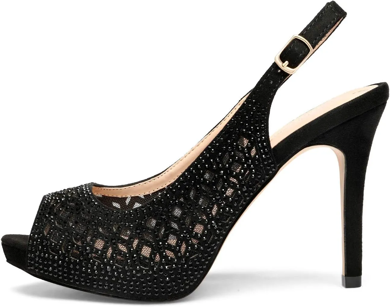 DREAM PAIRS Women's High Heels Platform Dress Rhinestones Peep Toe Pumps Shoes