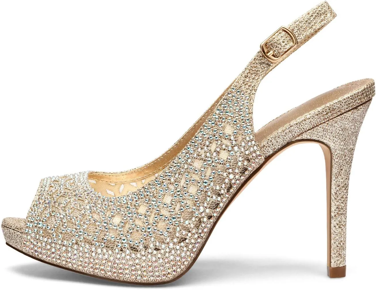 DREAM PAIRS Women's High Heels Platform Dress Rhinestones Peep Toe Pumps Shoes