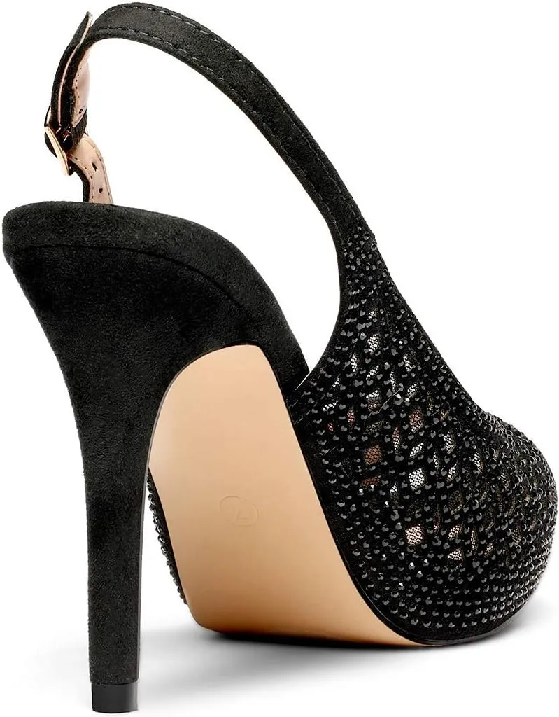 DREAM PAIRS Women's High Heels Platform Dress Rhinestones Peep Toe Pumps Shoes