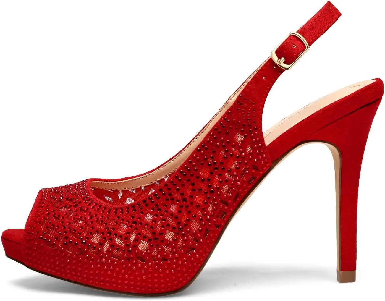 DREAM PAIRS Women's High Heels Platform Dress Rhinestones Peep Toe Pumps Shoes