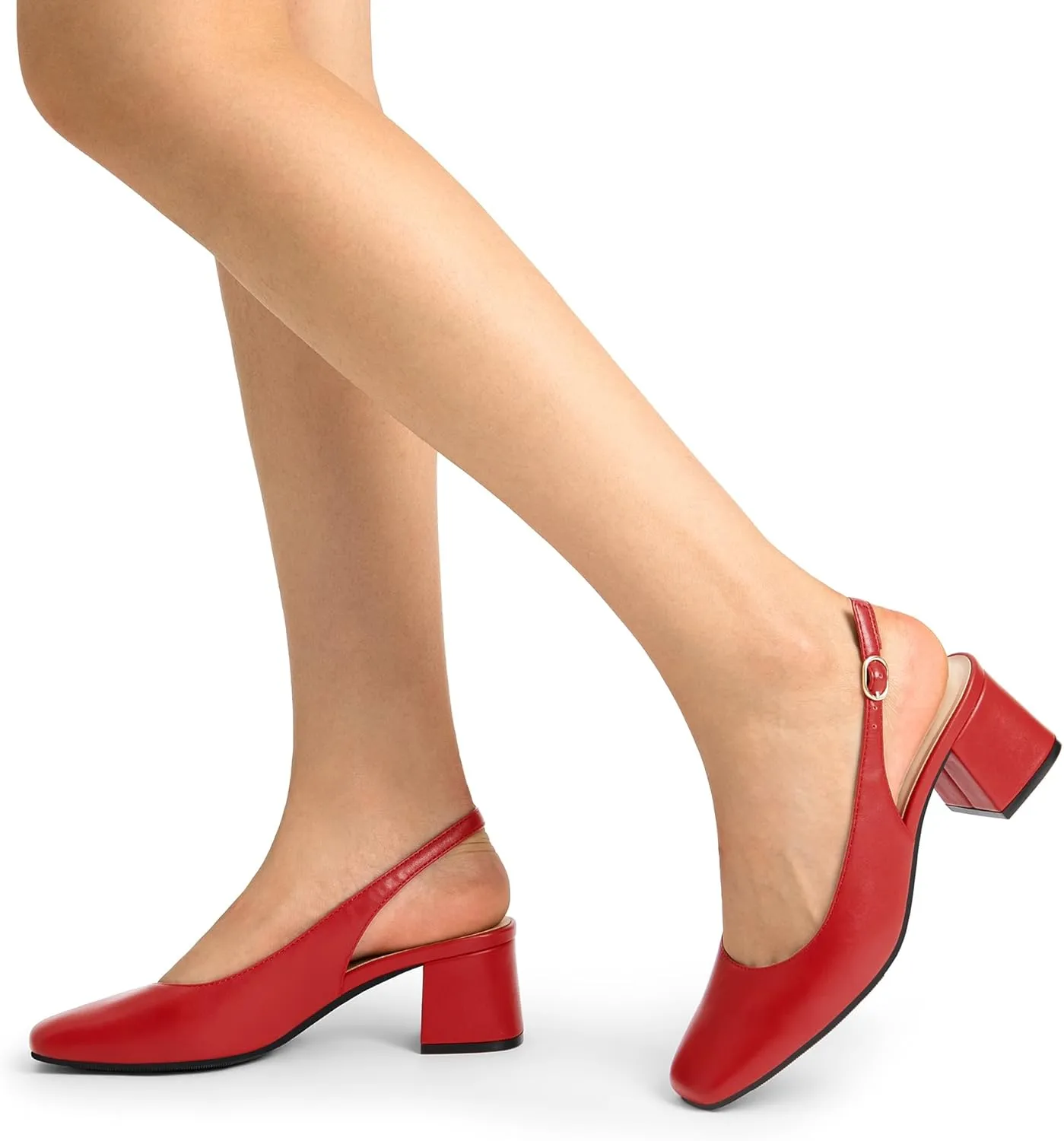 DREAM PAIRS Women's Low Chunky Heels Slingback Square Toe Block Dress Shoes Closed Toe Comfortable Wedding Work Pumps