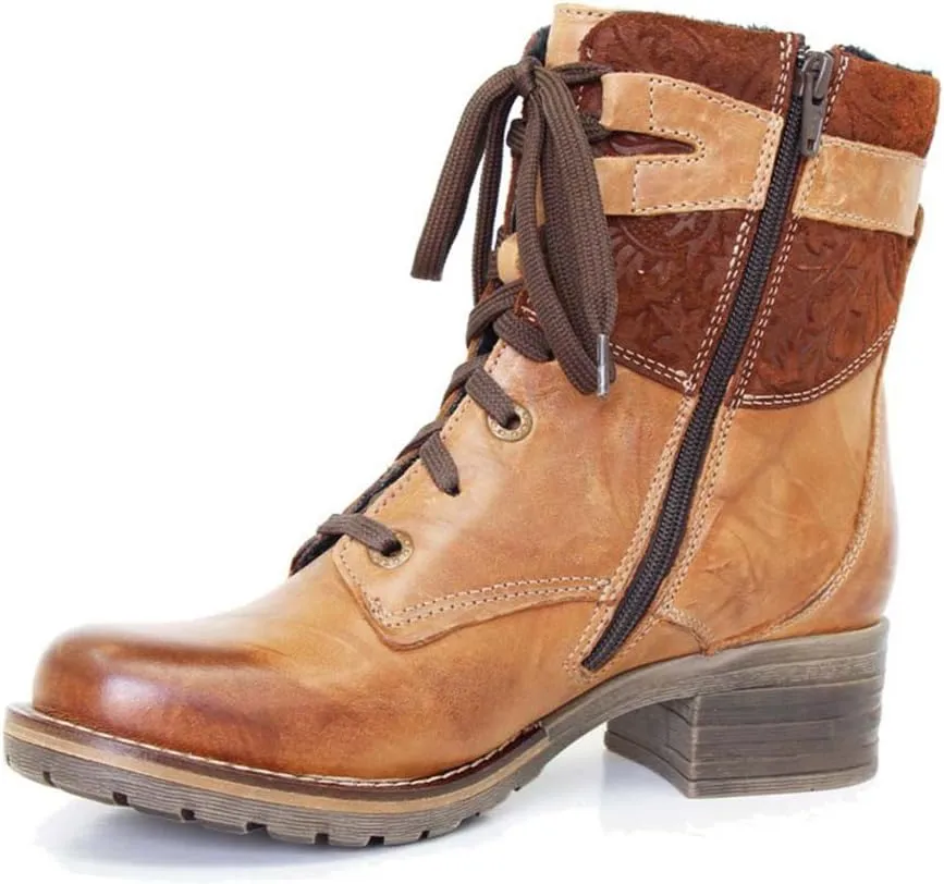 Dromedaris Women's Kara Combat Lace-up Comfort Boot with Inside Zip