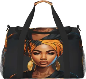 Duffle Bag African Women Travel Duffel Bags for Men Women with Adjustable Strap Carry on Gym Bag Overnight Weekender Bag
