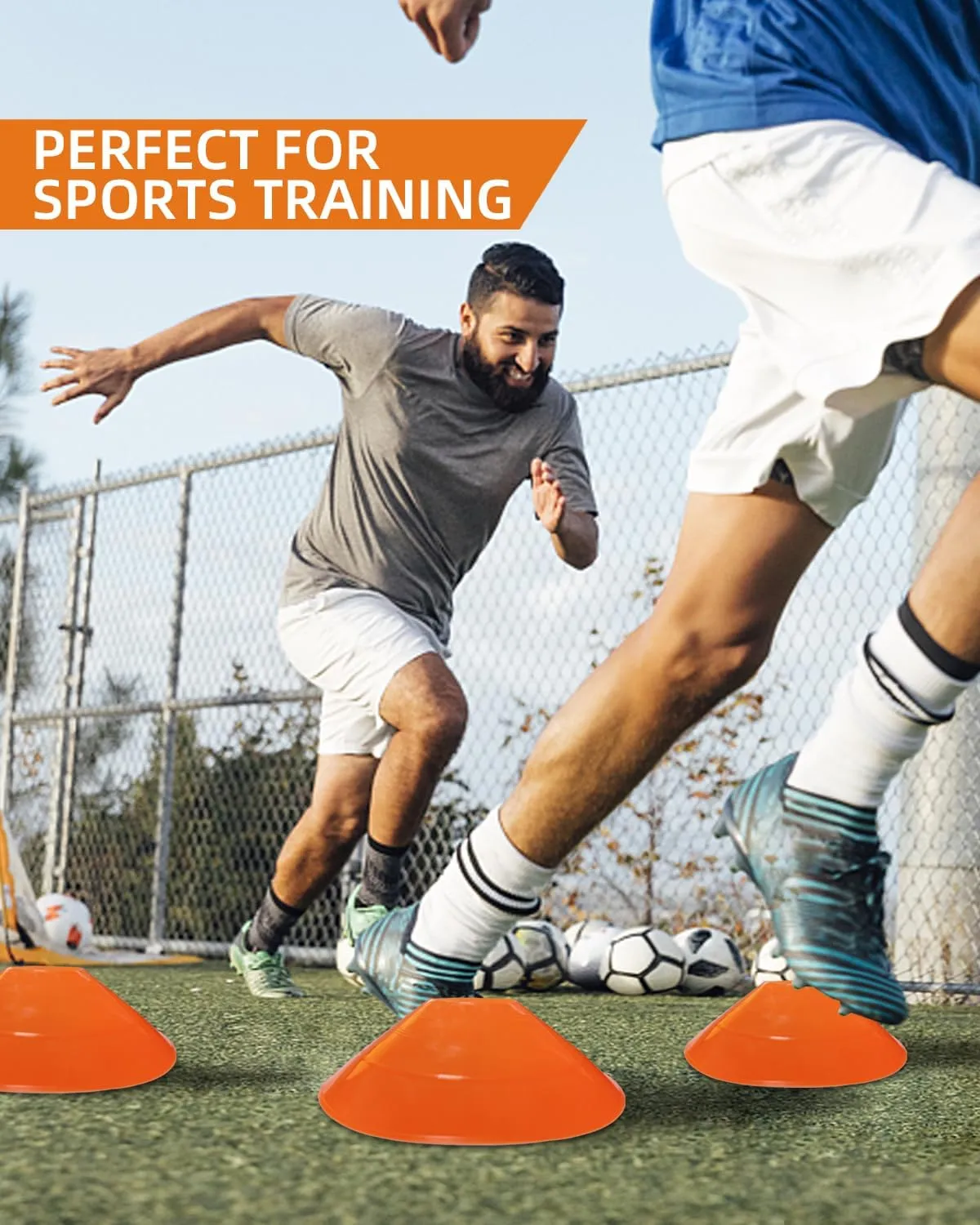 duskeep 30/50/100 Pack Soccer Cones, Disc Cones for Sports Training with Mesh Bag, Sports Cones for Training Drills Practice
