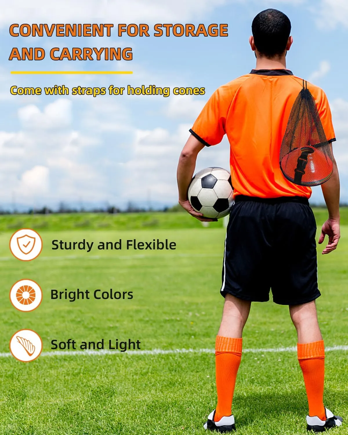 duskeep 30/50/100 Pack Soccer Cones, Disc Cones for Sports Training with Mesh Bag, Sports Cones for Training Drills Practice