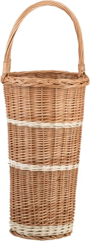 e-wicker24 Natural wicker basket for holding umbrellas stylish and durable umbrella storage solution for entryway and hallway organization (Ø25 cm H57 cm)