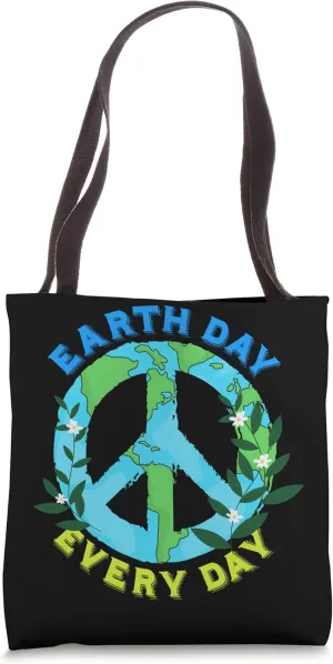 Earth Day Everyday Eco-friendly Peace Sign Tote Bag