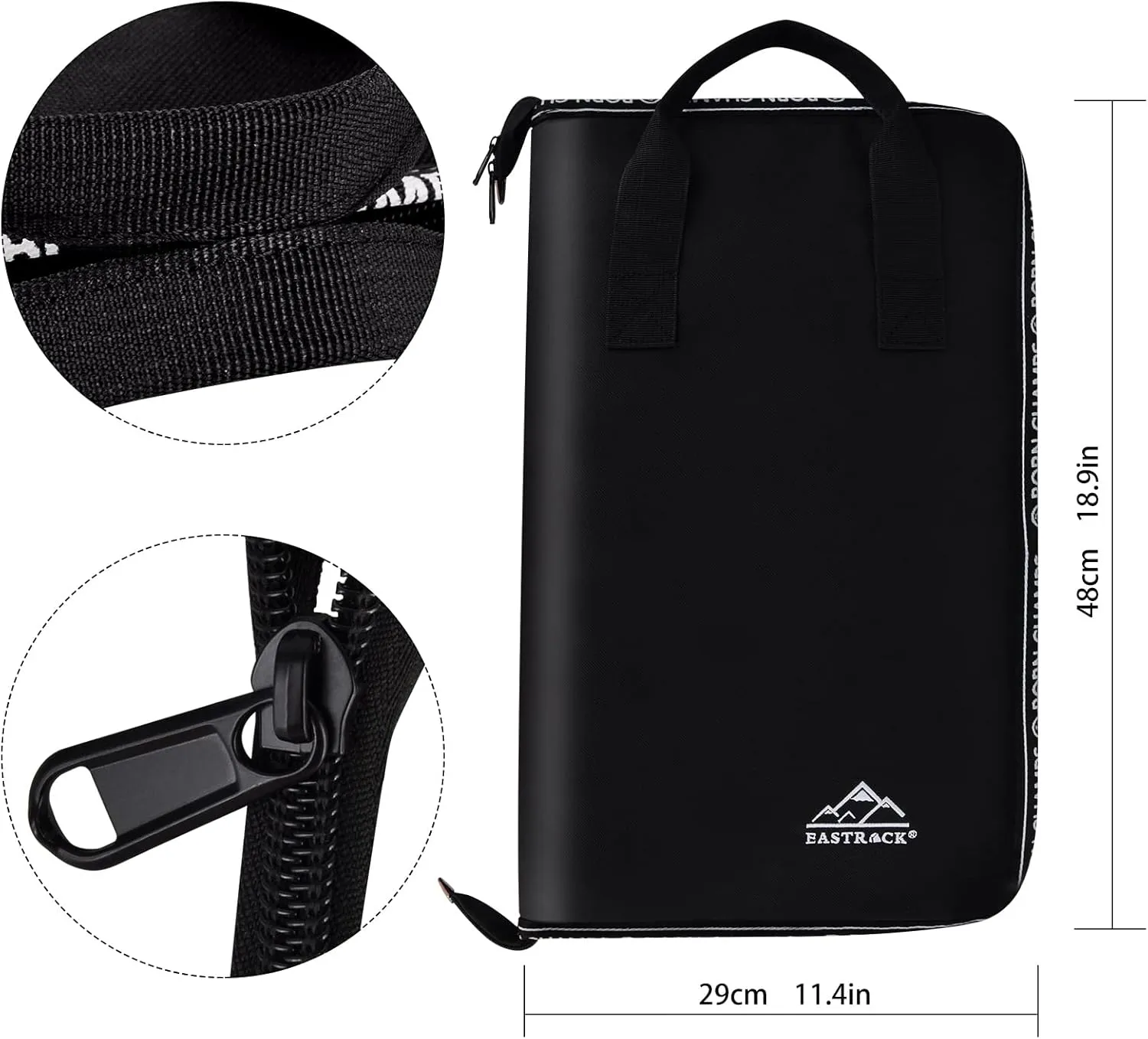 EASTROCK Drum Sticks Bag - Large Capacity Holder with Drum Key, Hook, Strap (Black)
