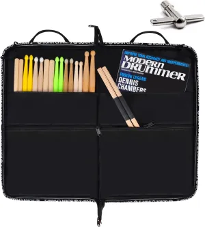 EASTROCK Drum Sticks Bag - Large Capacity Holder with Drum Key, Hook, Strap (Black)