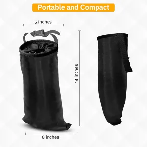 EcoNour 2 Pack Car Trash Bag | Washable Back Seat Hanging Bag with Elastic Opening & Easy Mount | Garbage Can with Waterproof Oxford Material | Accessories for Camping, Traveling & Outdoor
