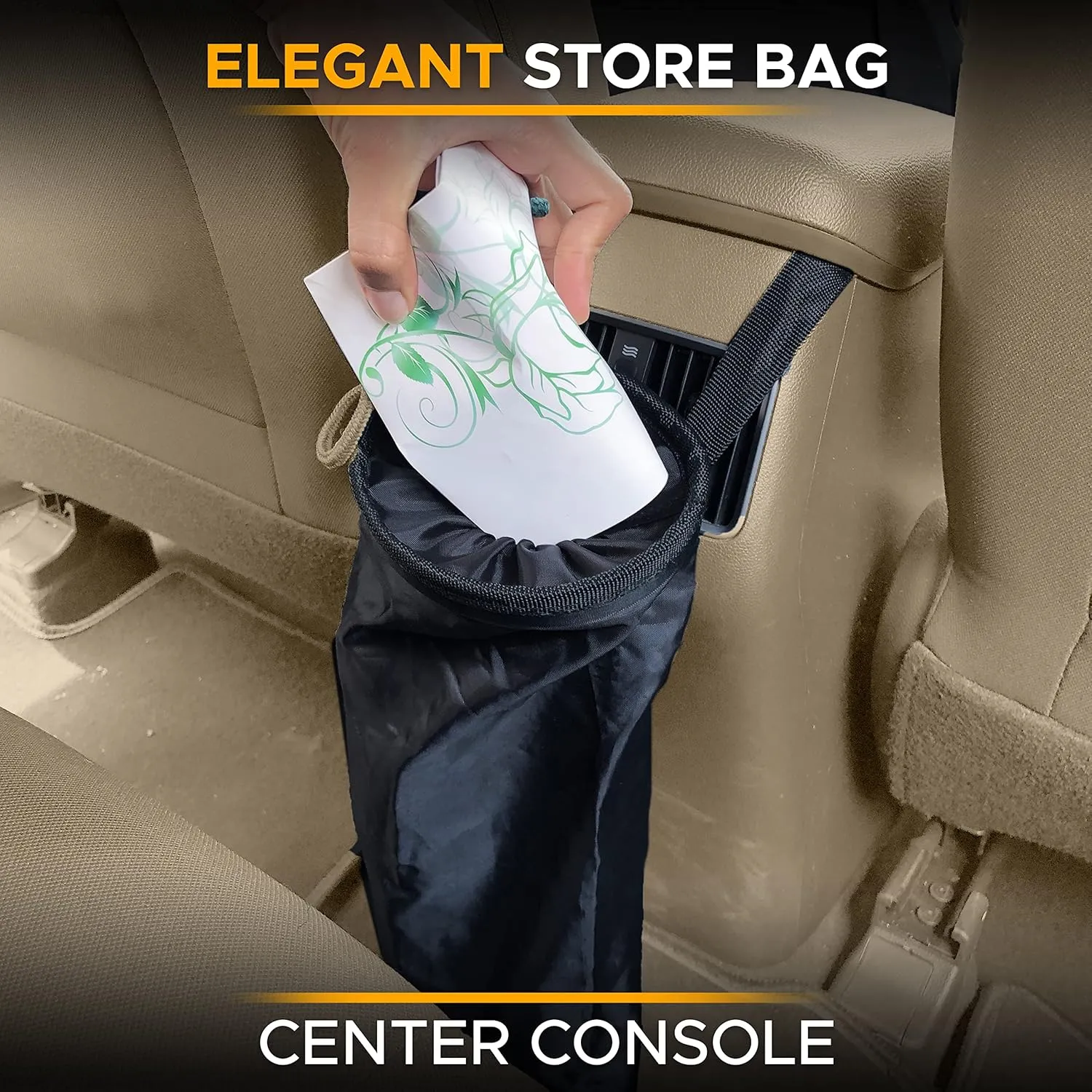 EcoNour 2 Pack Car Trash Bag | Washable Back Seat Hanging Bag with Elastic Opening & Easy Mount | Garbage Can with Waterproof Oxford Material | Accessories for Camping, Traveling & Outdoor