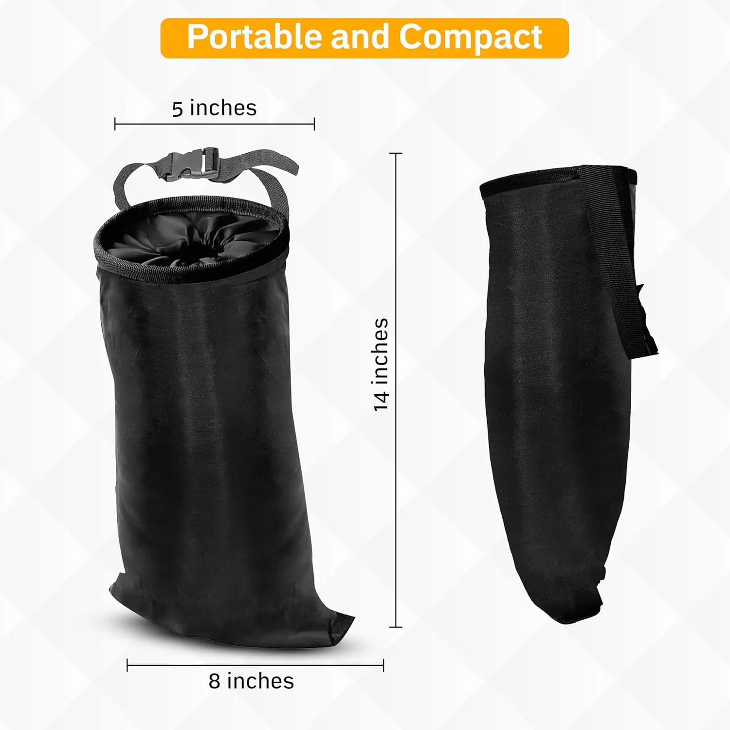 EcoNour 2 Pack Car Trash Bag | Washable Back Seat Hanging Bag with Elastic Opening & Easy Mount | Garbage Can with Waterproof Oxford Material | Accessories for Camping, Traveling & Outdoor
