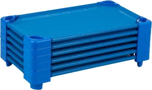 ECR4Kids Stackable Kiddie Cot, Ready-To-Assemble, Toddler Size, Classroom Furniture, Blue, 6-Pack