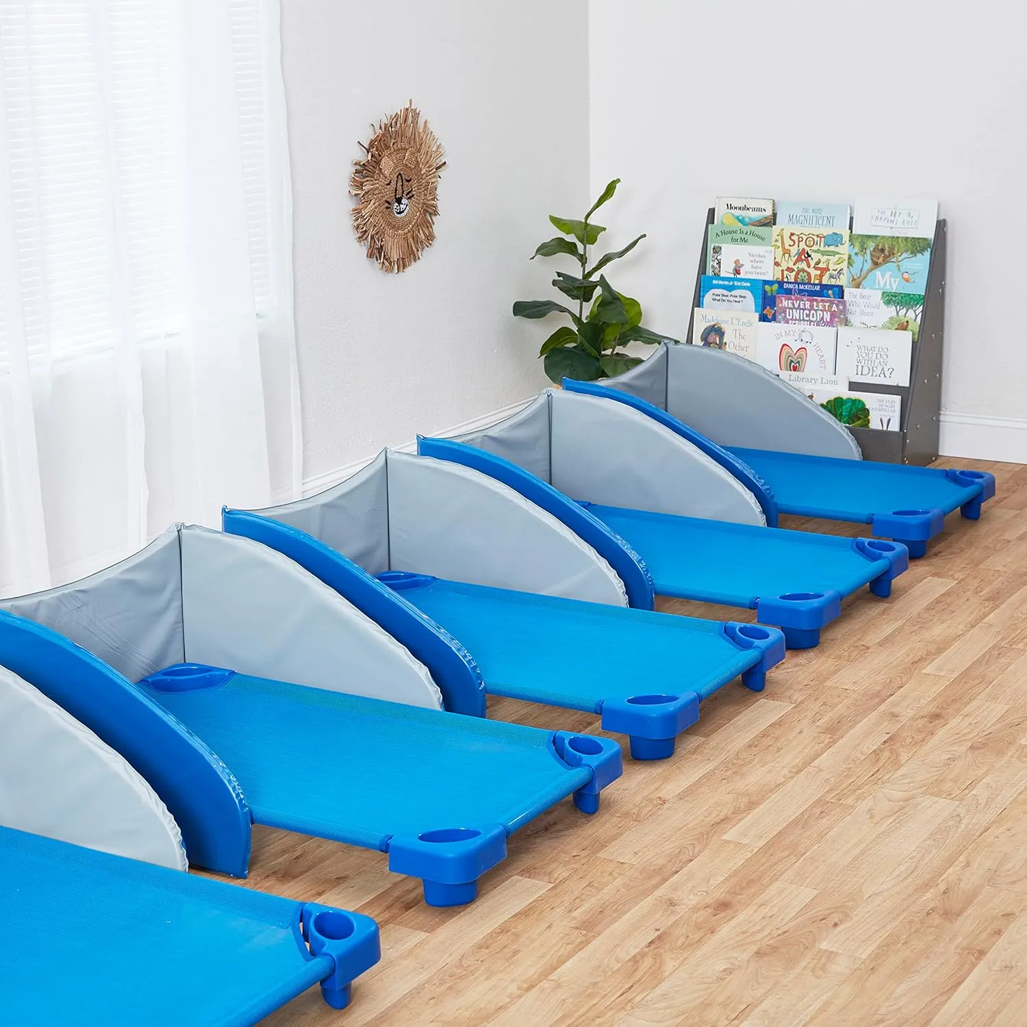 ECR4Kids Stackable Kiddie Cot, Ready-To-Assemble, Toddler Size, Classroom Furniture, Blue, 6-Pack