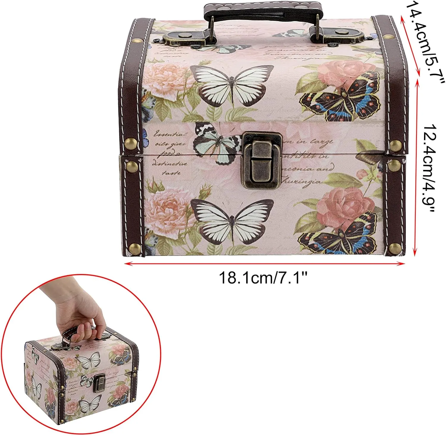 ELLDOO Butterfly Treasure Chest Box, Wooden   PU Leather Storage Decorative Box for Jewelry Trinkets, Keepsakes box for Girls Women Gifts