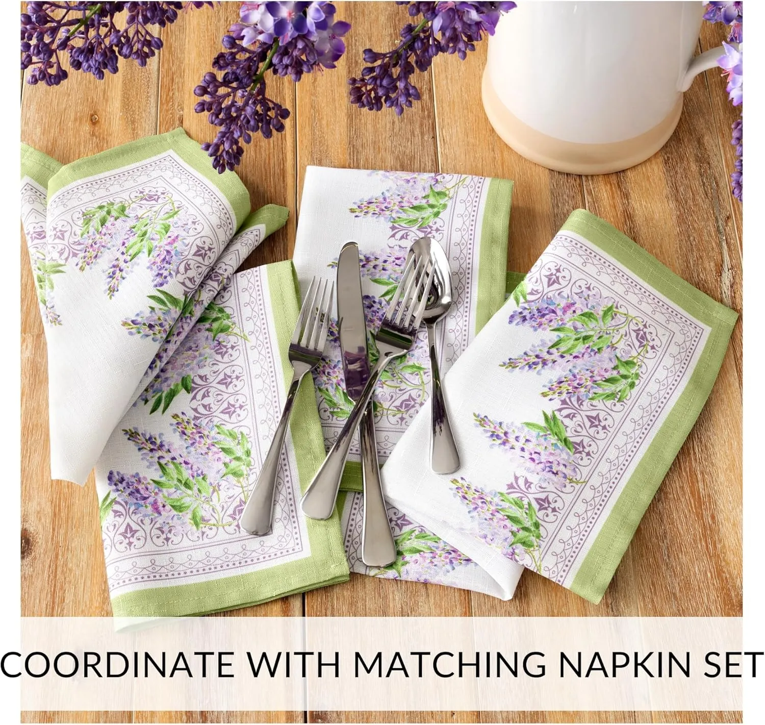 Elrene Home Fashions Lilac Garden Floral Spring/Summer Wrinkle Resistant Dining Tablecloth, 60"x84" Rectangle