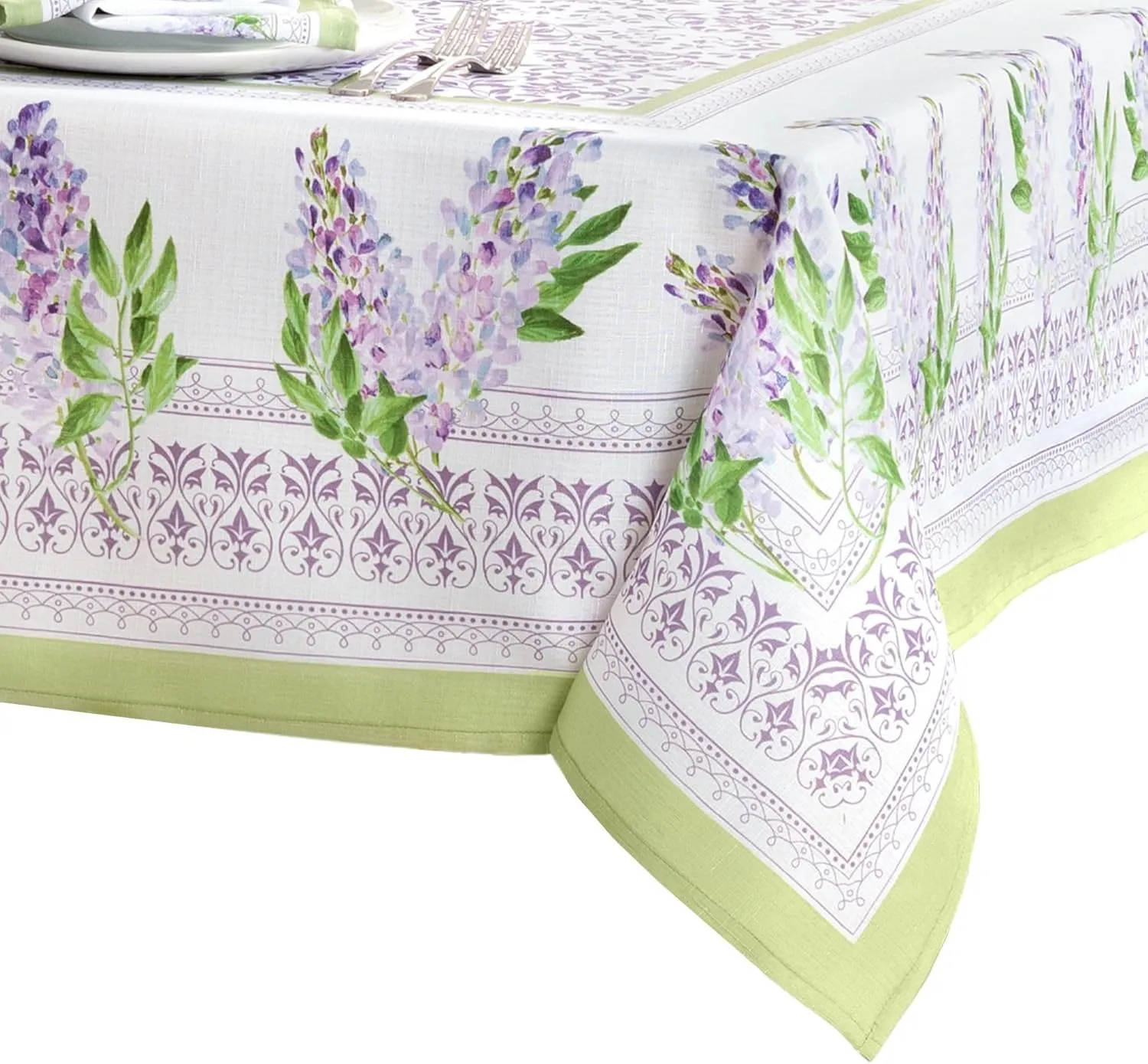 Elrene Home Fashions Lilac Garden Floral Spring/Summer Wrinkle Resistant Dining Tablecloth, 60"x84" Rectangle