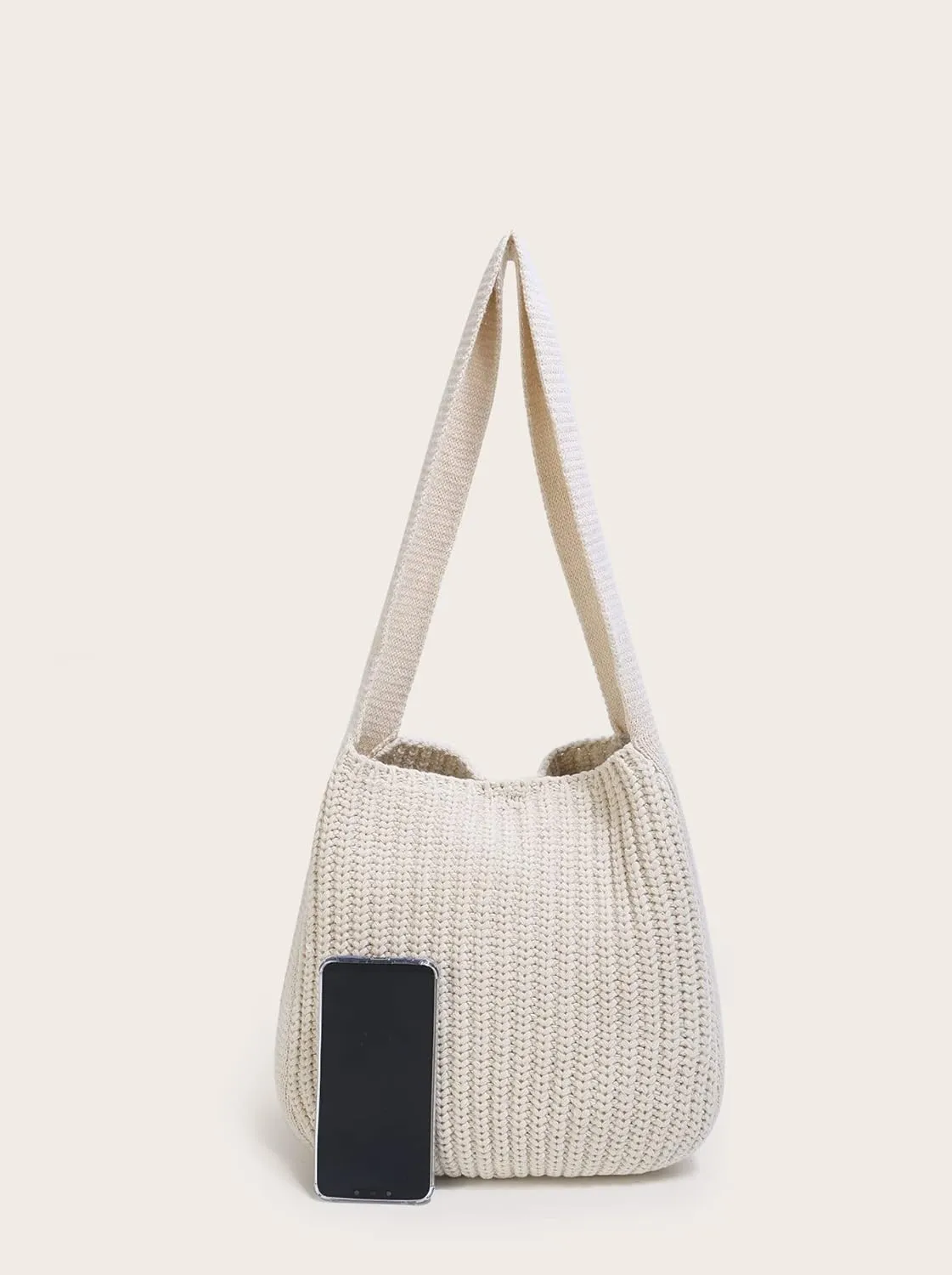 ENBEI Women's Crochet Tote Bag Knit Shoulder bag,Aesthetic Bag,Cute Eco-Friendly Tote for Travel,Daily Use,Gift Box Packaging