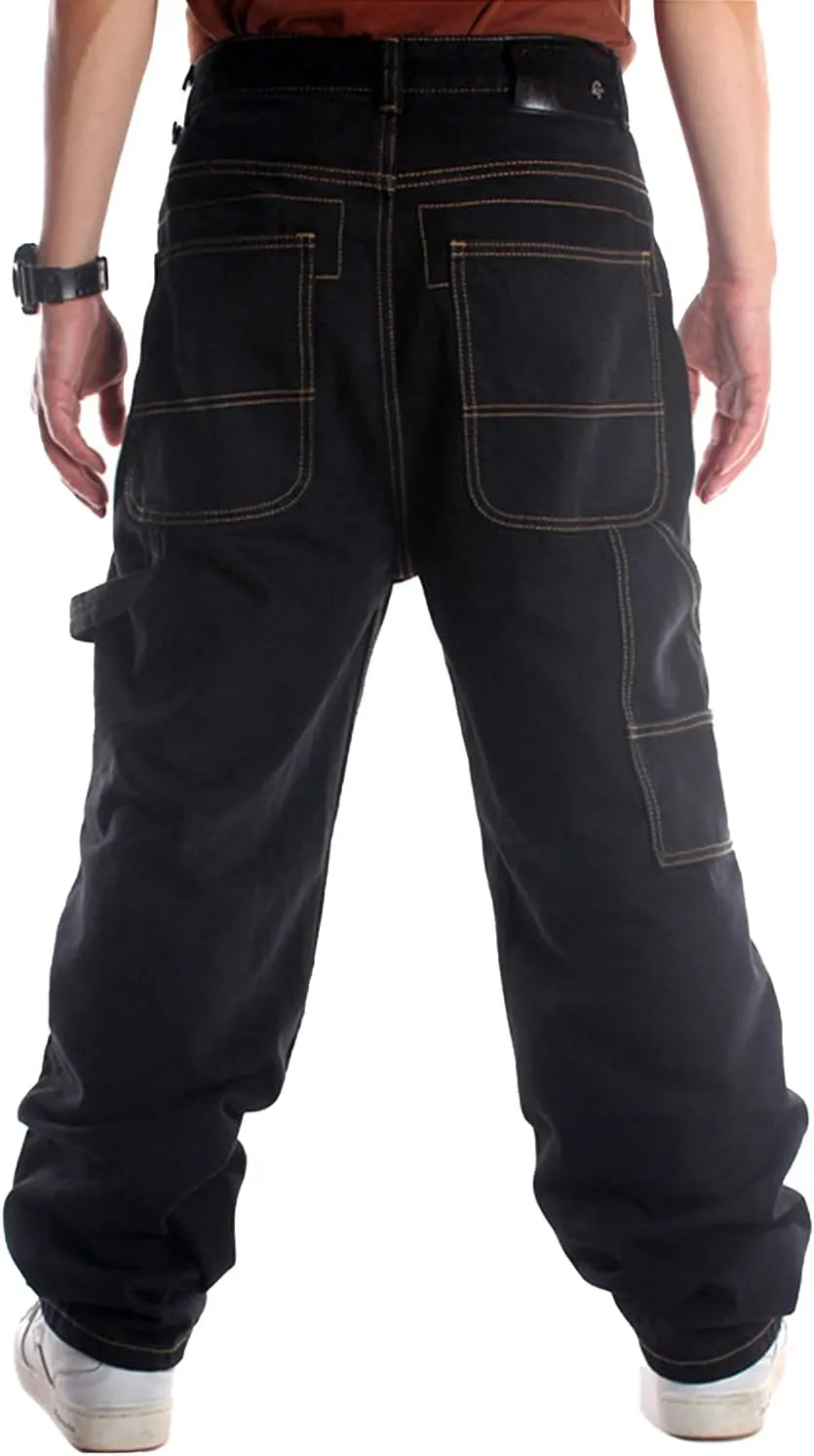 EnllerviiD Men's Baggy Hip Hop Denim Jeans Loose Fit Vintage Skateboard Skater Dance Pants