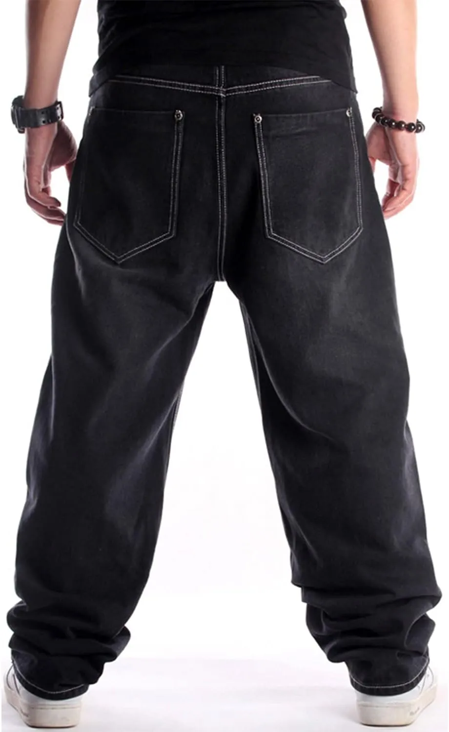 EnllerviiD Men's Baggy Hip Hop Denim Jeans Loose Fit Vintage Skateboard Skater Dance Pants