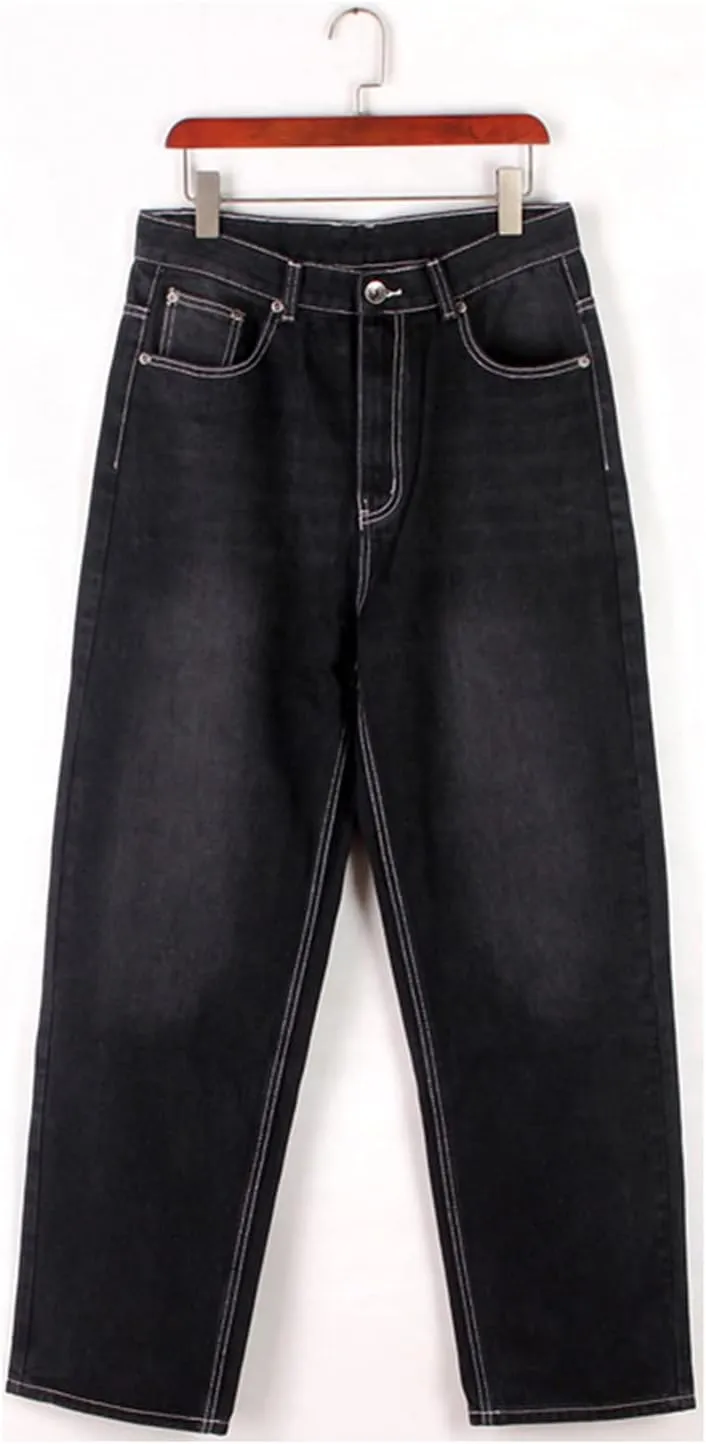 EnllerviiD Men's Baggy Hip Hop Denim Jeans Loose Fit Vintage Skateboard Skater Dance Pants