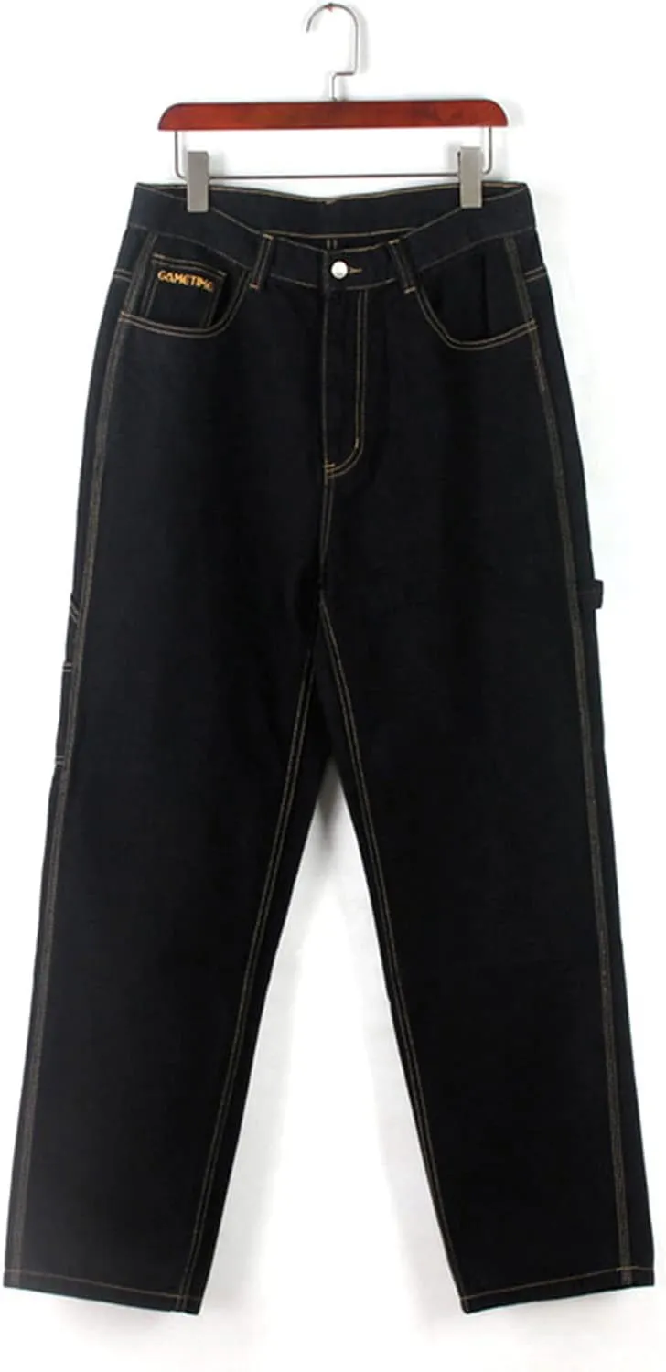 EnllerviiD Men's Baggy Hip Hop Denim Jeans Loose Fit Vintage Skateboard Skater Dance Pants