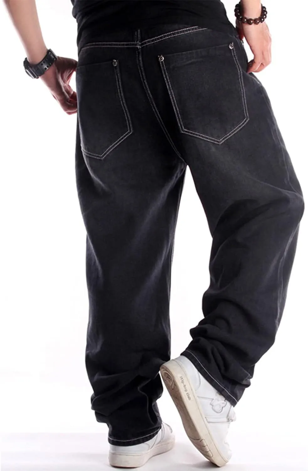 EnllerviiD Men's Baggy Hip Hop Denim Jeans Loose Fit Vintage Skateboard Skater Dance Pants