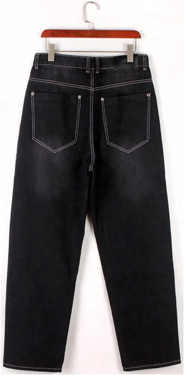 EnllerviiD Men's Baggy Hip Hop Denim Jeans Loose Fit Vintage Skateboard Skater Dance Pants
