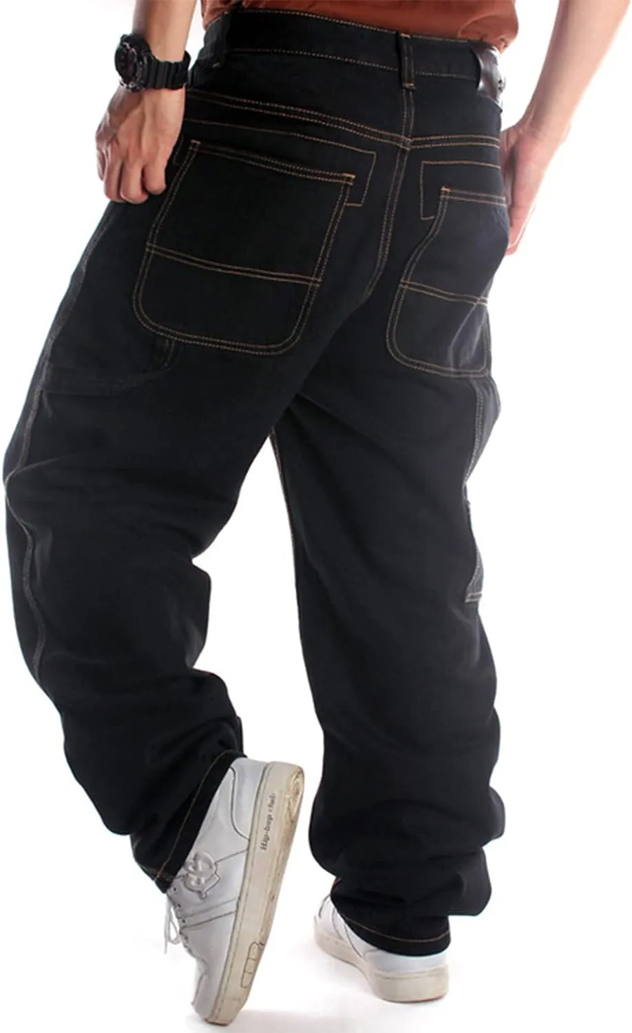 EnllerviiD Men's Baggy Hip Hop Denim Jeans Loose Fit Vintage Skateboard Skater Dance Pants