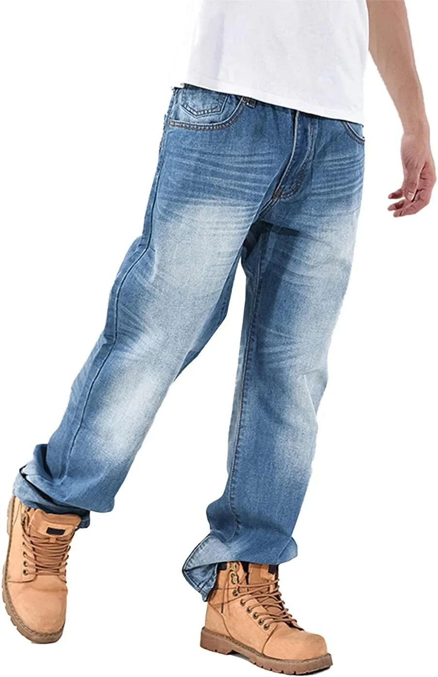 EnllerviiD Men's Baggy Hip Hop Denim Jeans Loose Fit Vintage Skateboard Skater Dance Pants