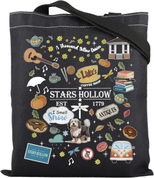ENSIANTH Stars Hollow Inspired Tote Bag TV Show Merch Dragonfly Inn Shopping Bag Lorelei Rory Fans Gift Lukes Diner Gift