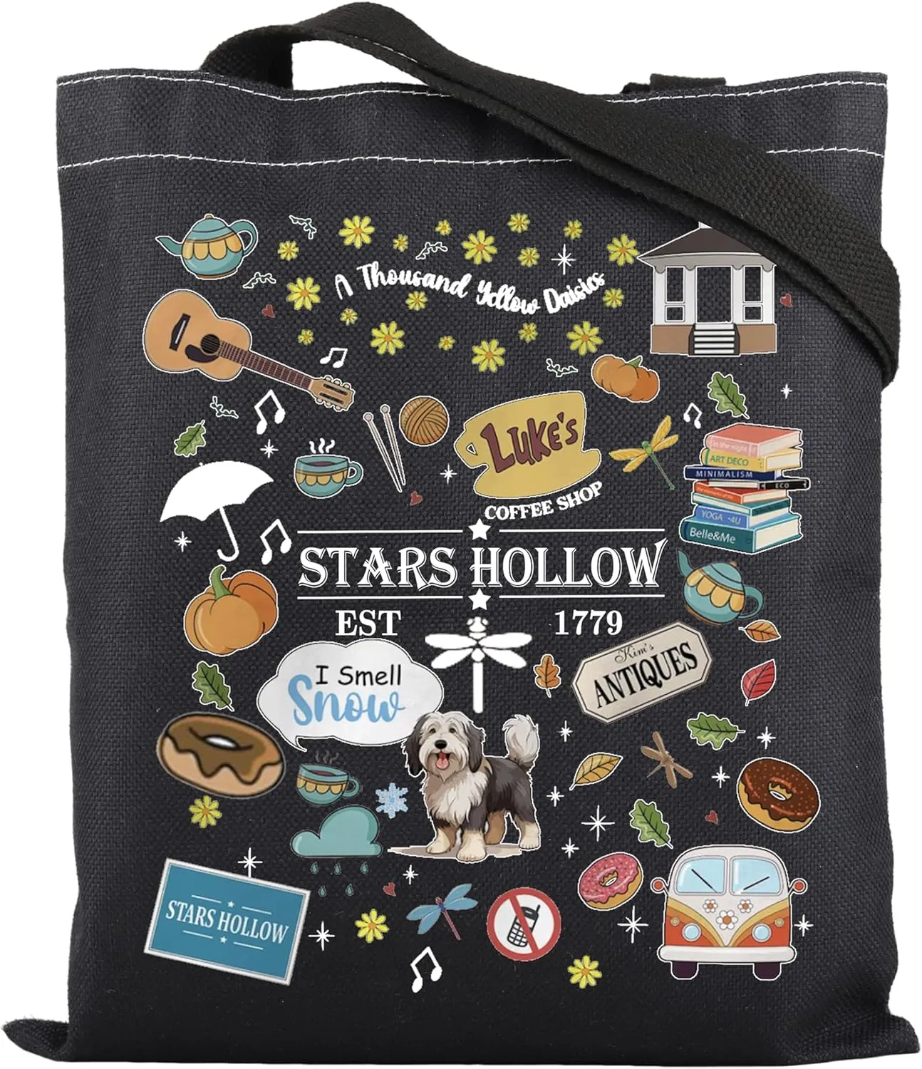 ENSIANTH Stars Hollow Inspired Tote Bag TV Show Merch Dragonfly Inn Shopping Bag Lorelei Rory Fans Gift Lukes Diner Gift