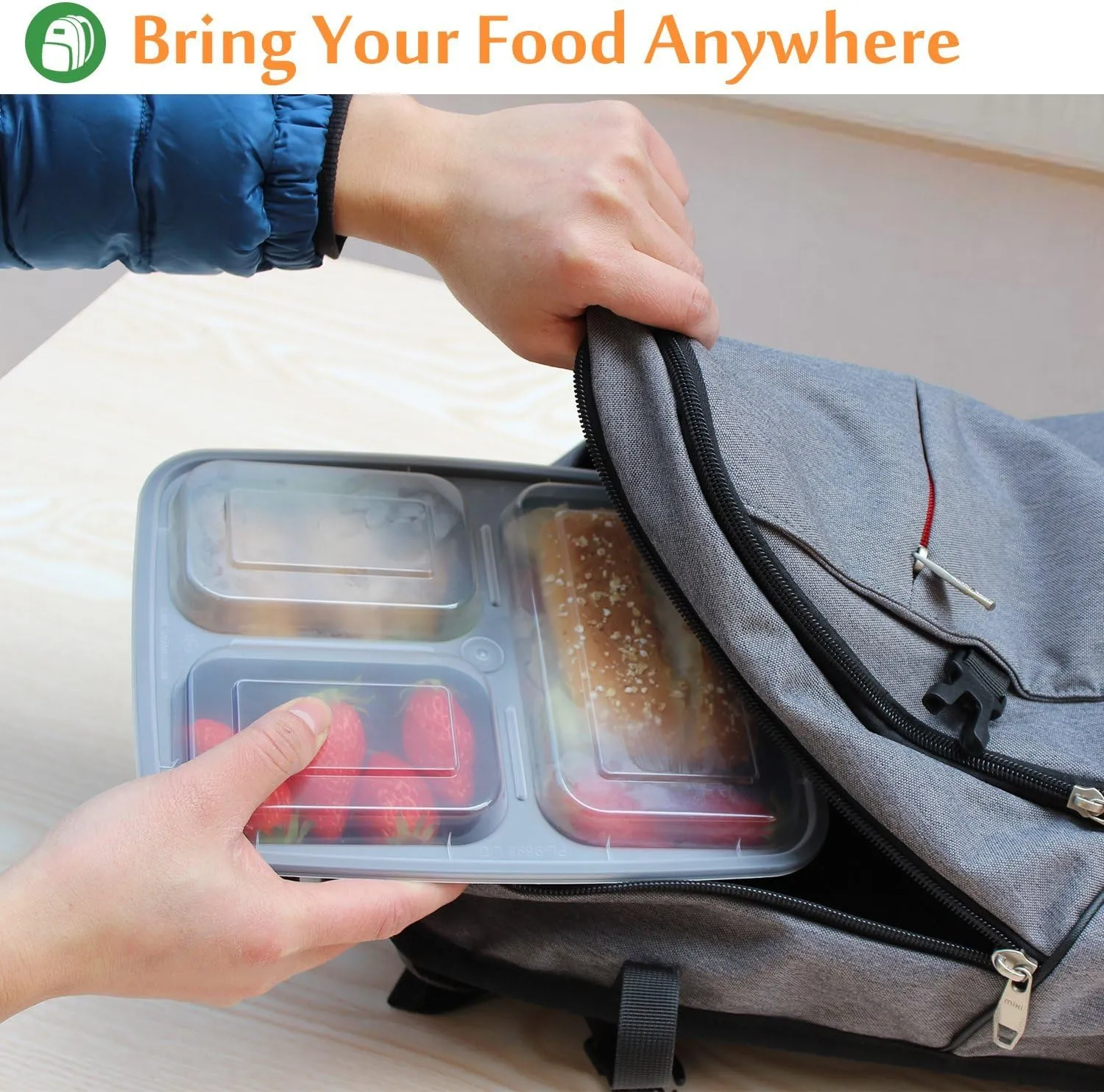 Enther Meal Prep Containers [20 Pack] 36oz 3 Compartment with Lids, Food Storage Bento Box with Souffle Cups BPA Free/Reusable/Stackable, Microwave/Freezer/Dishwasher Safe, Portion Control Black