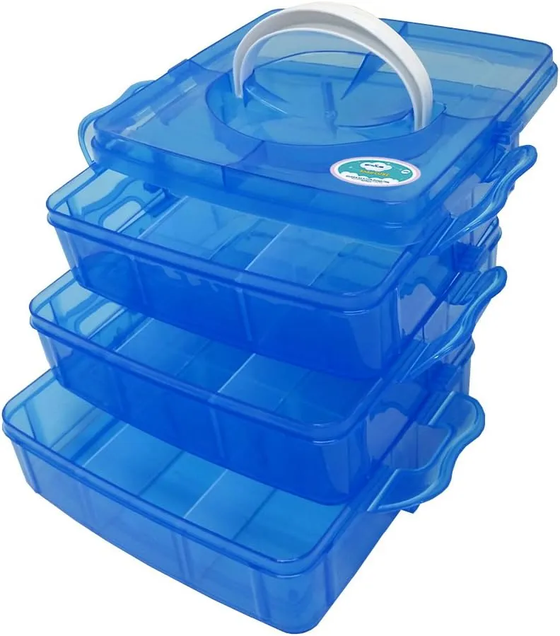 EnviUs SnapCube - Snap & Stackable Storage Case for Rainbow Loom   Arts & Crafts (Mini, Blue)