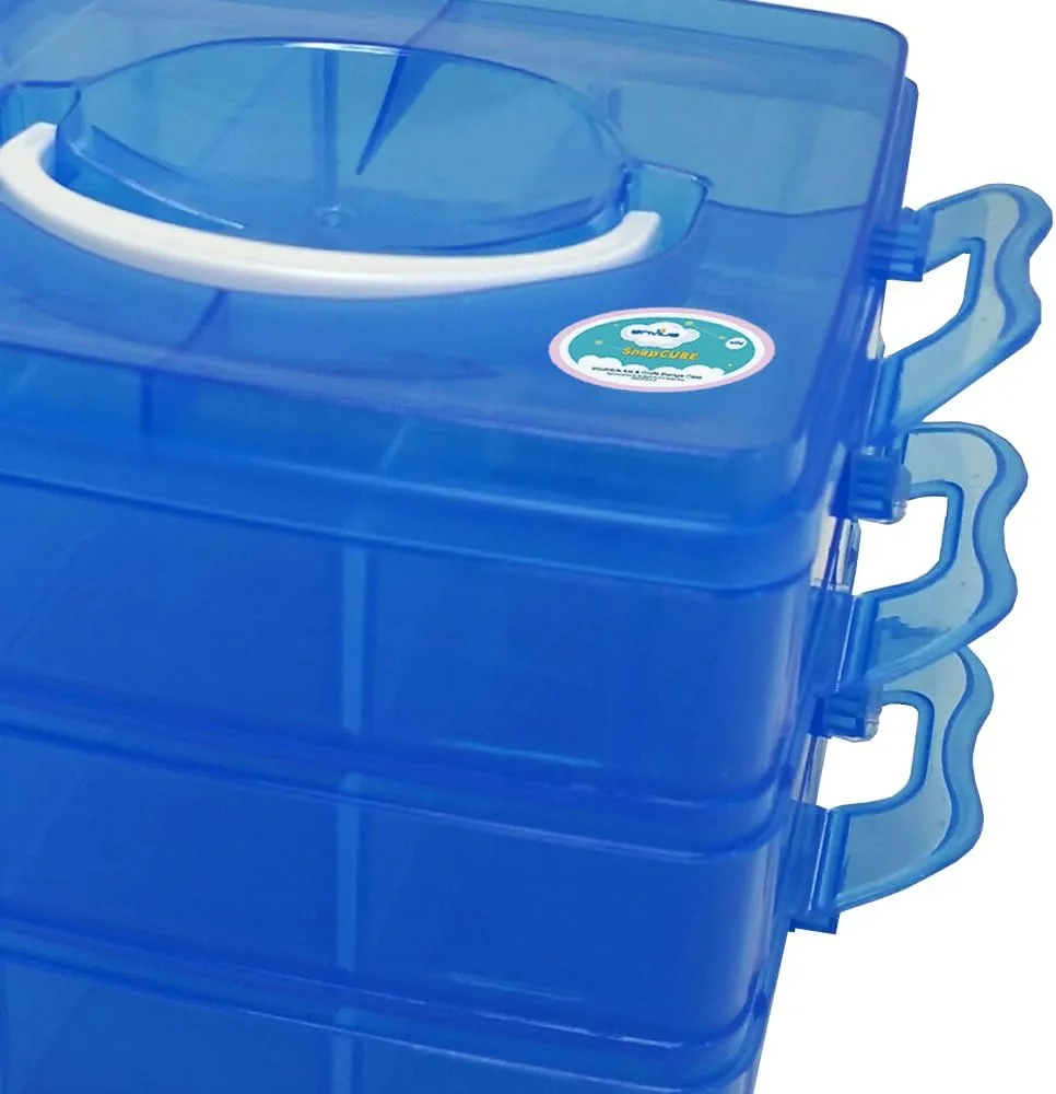EnviUs SnapCube - Snap & Stackable Storage Case for Rainbow Loom   Arts & Crafts (Mini, Blue)