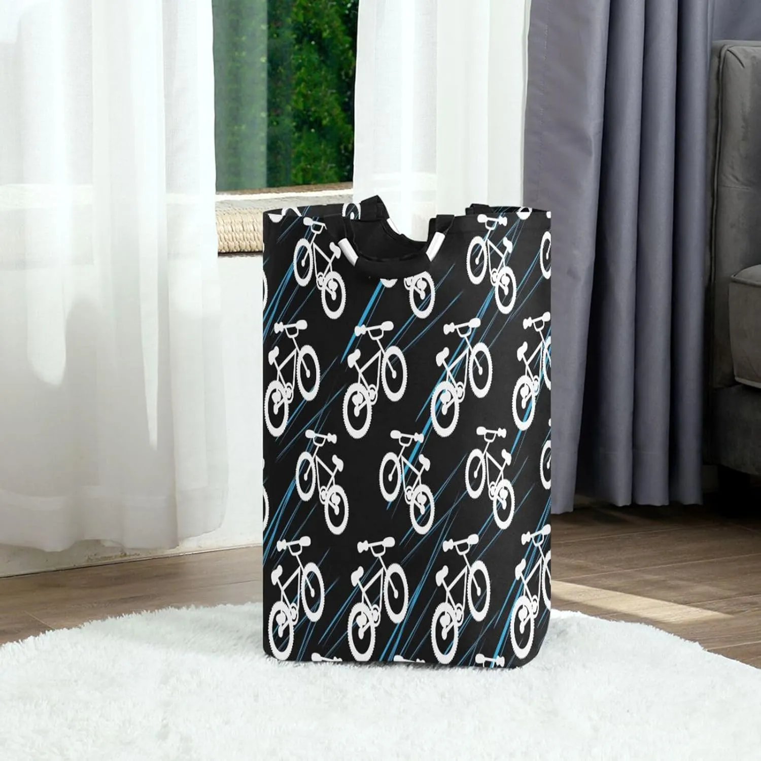 Exnundod Laundry Hamper Extreme Mountain Bikes Laundry Basket Collapsible Laundry Bag Two-wheeled Bicycles Cloth Hamper Towel Basket Large Storage Bag for Dorm Bedroom