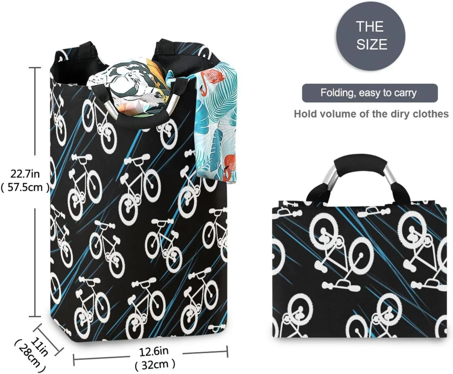 Exnundod Laundry Hamper Extreme Mountain Bikes Laundry Basket Collapsible Laundry Bag Two-wheeled Bicycles Cloth Hamper Towel Basket Large Storage Bag for Dorm Bedroom