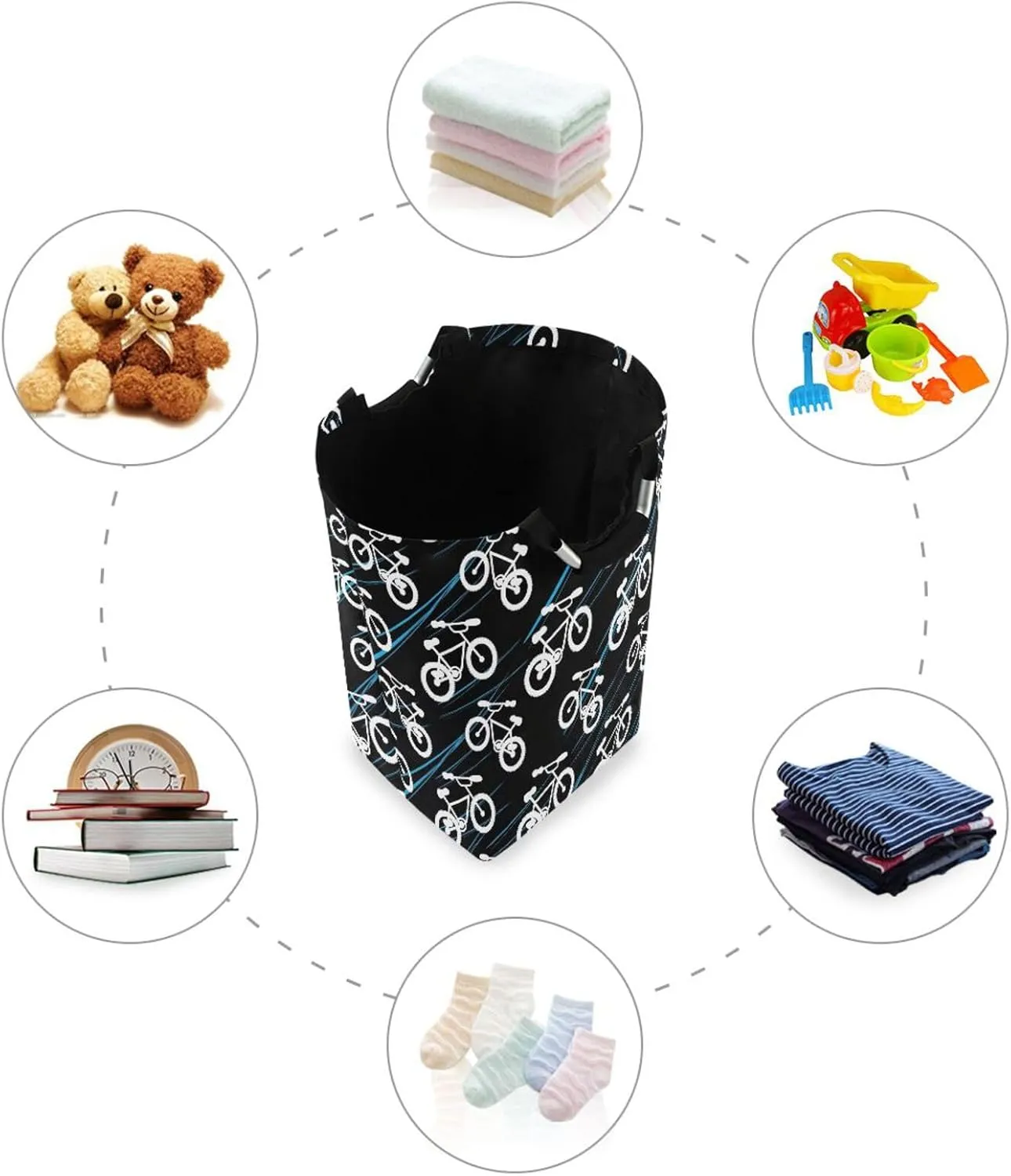 Exnundod Laundry Hamper Extreme Mountain Bikes Laundry Basket Collapsible Laundry Bag Two-wheeled Bicycles Cloth Hamper Towel Basket Large Storage Bag for Dorm Bedroom