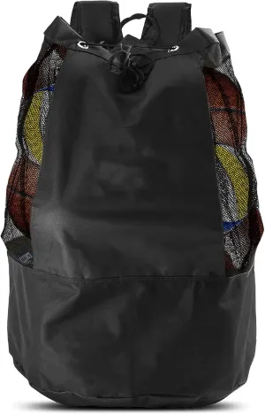 Extra Ball Bag ,Large mesh equipment bag black , Soccer Ball Bag with Adjustable Shoulder Strap ,600D Oxford Cloth mesh sports bag for Holding Soccer/Football/Volleyball(Holds 15 Balls)